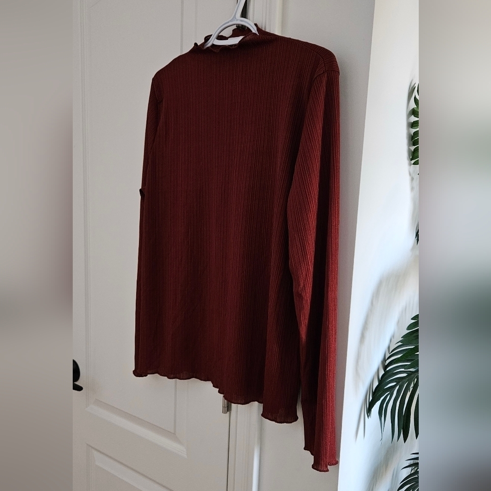 Rich Rust Ribbed Blouse - Picture 2 of 3